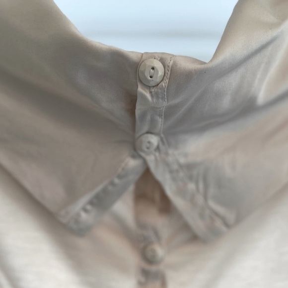 Ted Baker Ivory Long-Sleeve Top with Silk Cowl Neck and Button-Up Back. Size M. - Picture 9 of 13